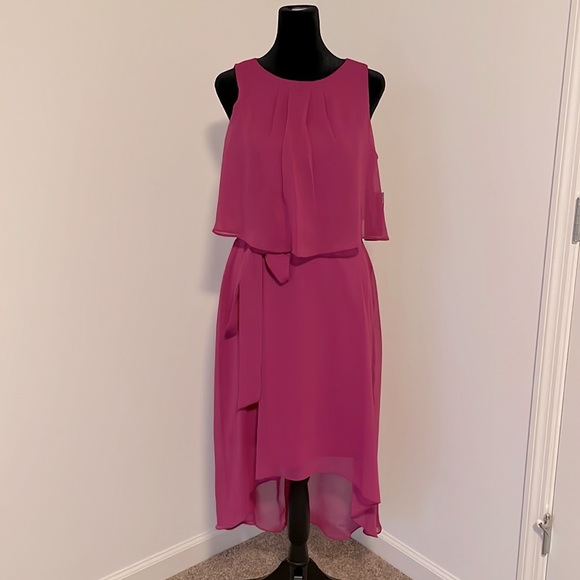 NWT Jessica Howard Magenta Asymmetric High Low Sleeveless Dress Size 6P - Picture 2 of 8